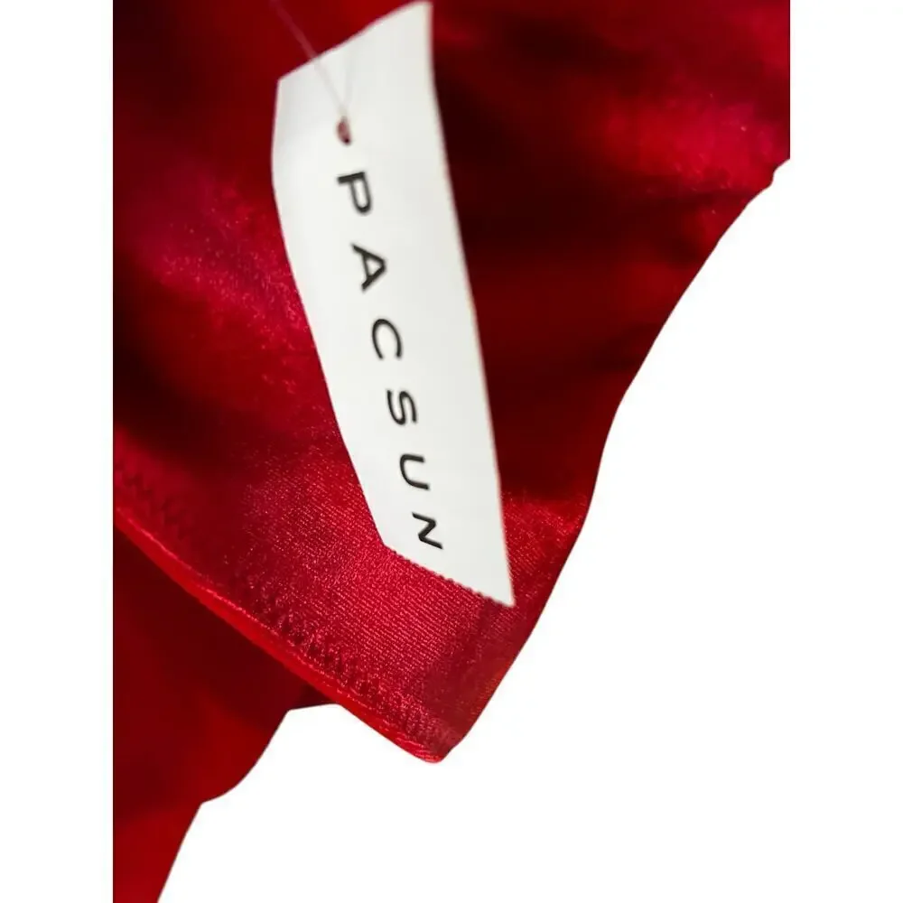 PACSUN Red Velvet cropped Halter tank NWT Sz L